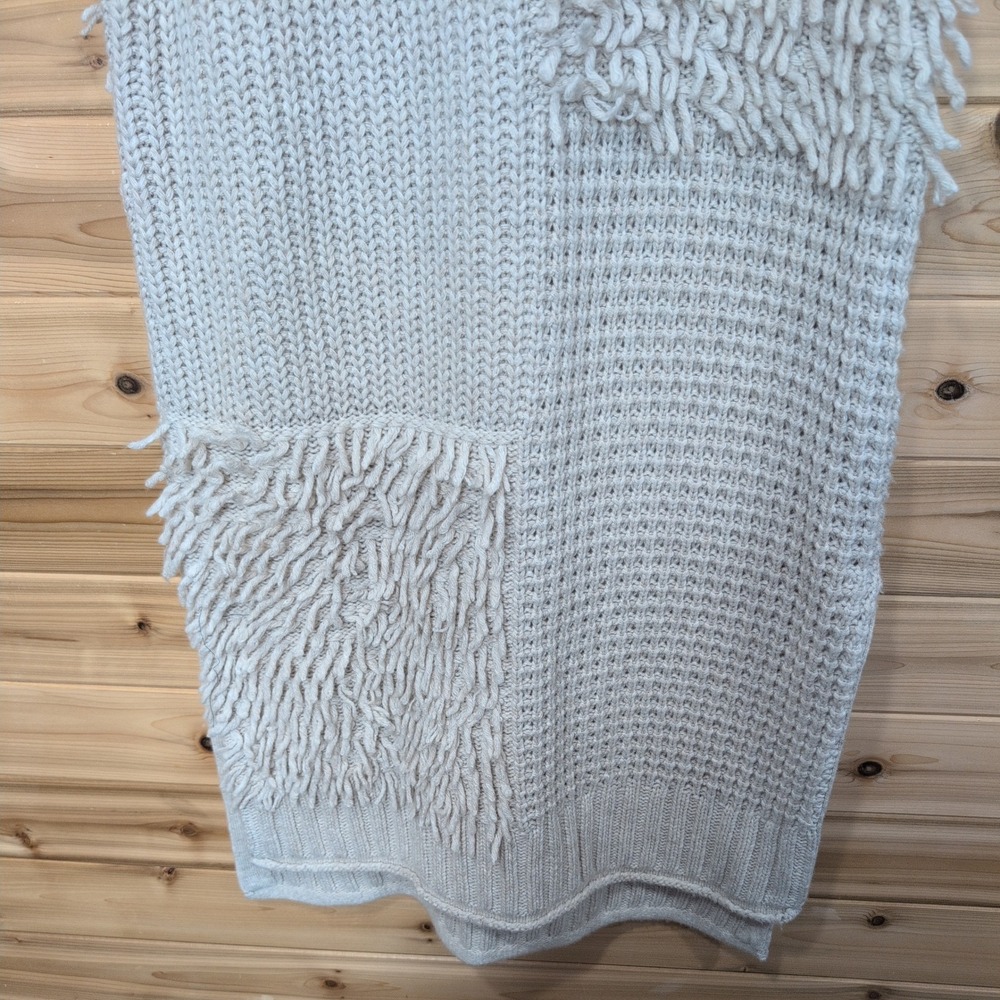 Pilcro Anthropologie Womens Beige Shaggy Fringe Mixed Knit Sleeveless Tunic S - Picture 3 of 11